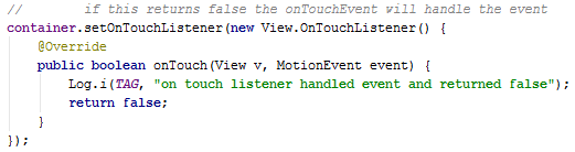 Android Touch Mode and focus setOnTouchListener() Android Touch Mode and focus setOnTouchListener()