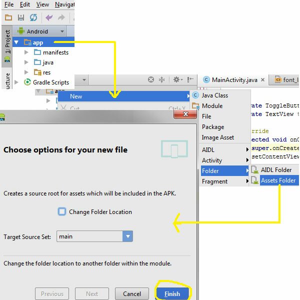 Android custom fonts tutorial assets folder Android custom fonts tutorial assets folder