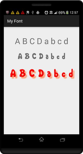 Android custom fonts tutorial screenshot Android custom fonts tutorial screenshot