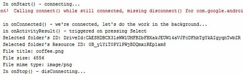 Google Drive file picker tutorial logCat Google Drive file picker tutorial logCat