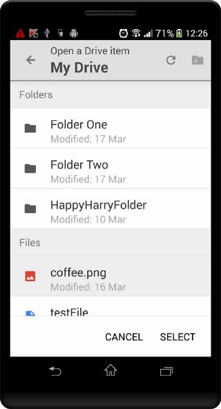 Google Drive file picker tutorial screenshot Google Drive file picker tutorial screenshot