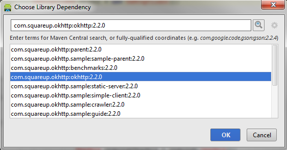 Android cloud connection OkHttp library dependency Android cloud connection OkHttp library dependency
