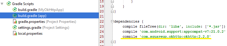 Android cloud connection OkHttp library dependency Android cloud connection OkHttp library dependency