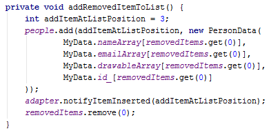 Android RecyclerView widget tutorial add item notifyItemInserted() Android RecyclerView widget tutorial add item notifyItemInserted()