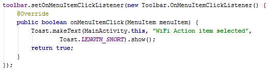 Android Toolbar extend toolbar Widget standalone setOnMenuItemClickListener() Android Toolbar extend toolbar Widget standalone setOnMenuItemClickListener()