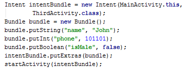 Put data into Intent's Bundle Put the data into bundle